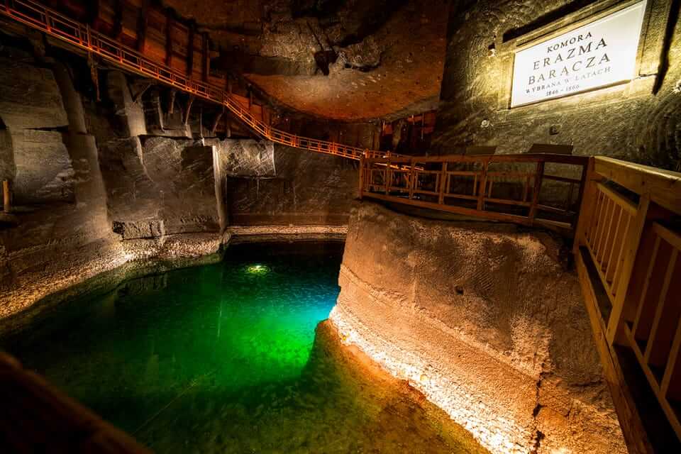 Underground salt lake in the Erazm Baracz Chamber – Wieliczka Salt Mine